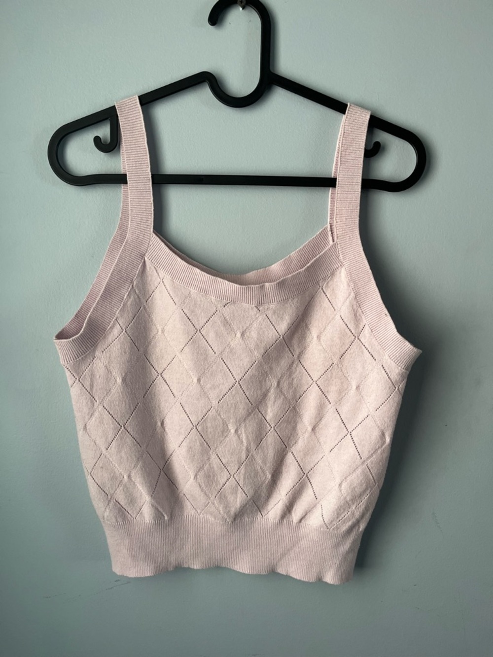✨ 3/$30 RW&CO. Pale Lilac Stretch Knit Diamond-Pattern Tank Ribbed Hem